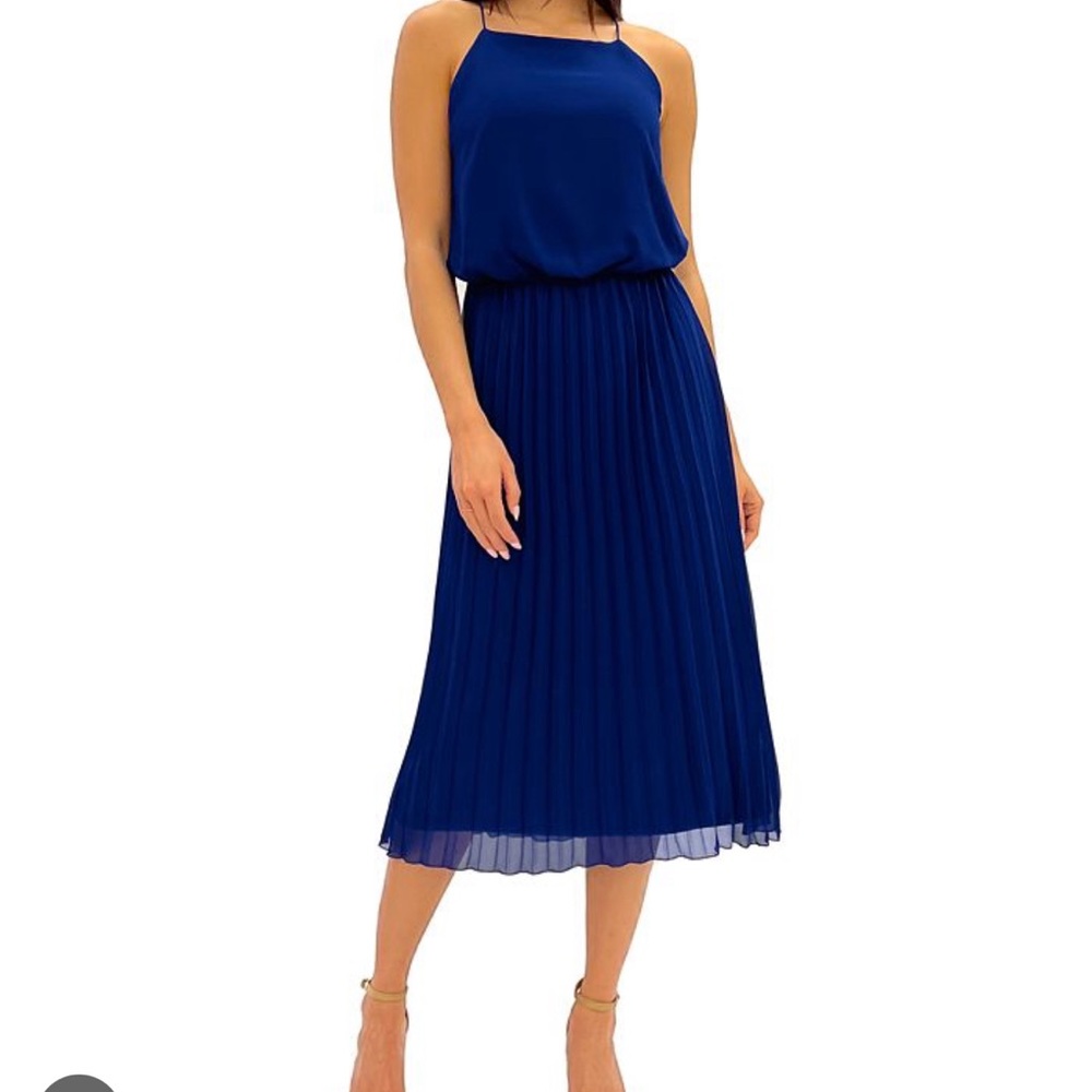 NWT Sam Edelman Pleated Midi Blue woman dress Size 8